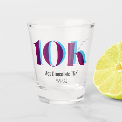 10k Race Celebration Bold Blue Purple Graphic Shot Glass