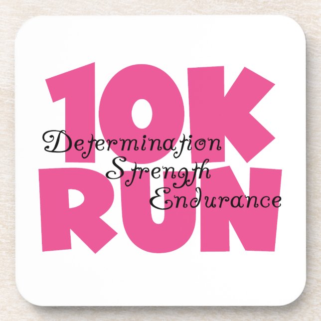 10K Run Pink Sports Running Beverage Coaster (Front)