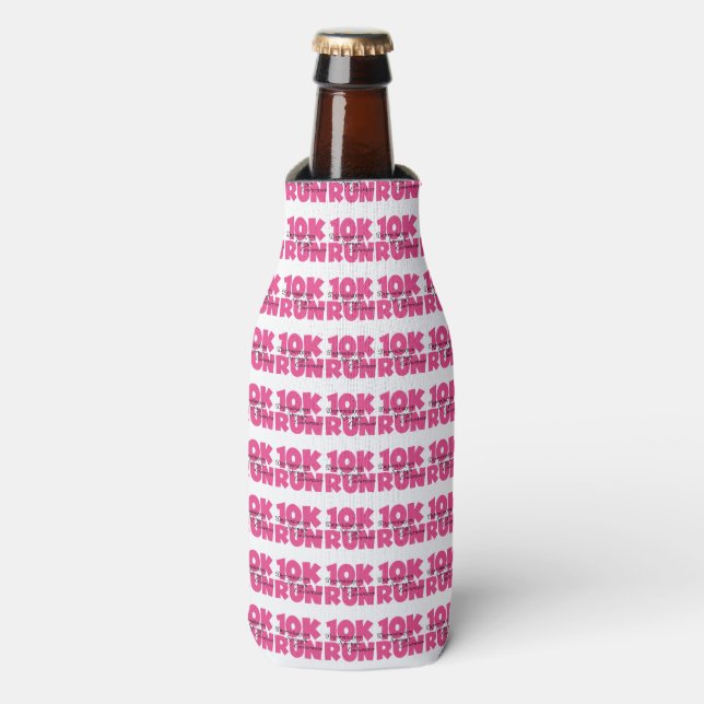 10K Run Pink Sports Running Bottle Cooler (Bottle Front)