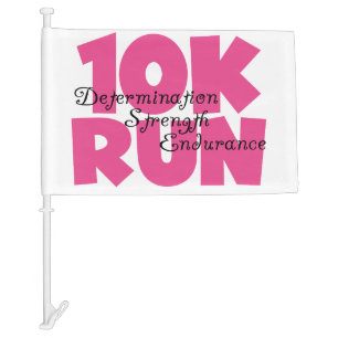 10K Run Pink Sports Running Car Flag