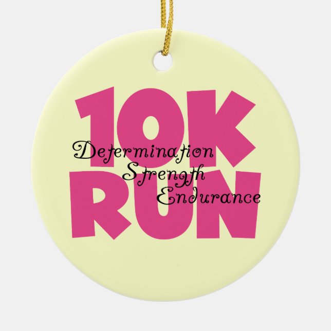 10K Run Pink Sports Running Ceramic Ornament (Front)