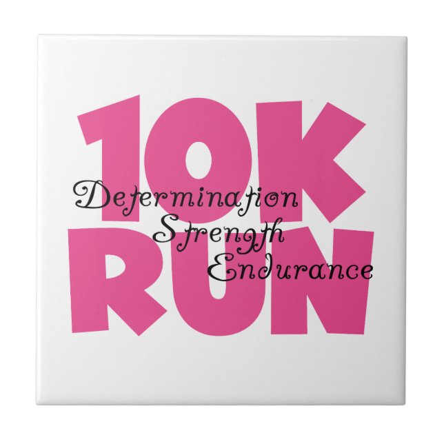 10K Run Pink Sports Running Ceramic Tile (Front)
