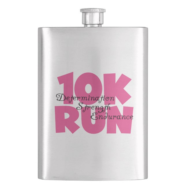 10K Run Pink Sports Running Hip Flask (Front)
