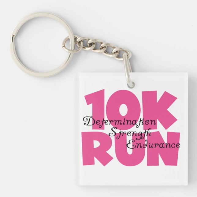 10K Run Pink Sports Running Keychain (Front)