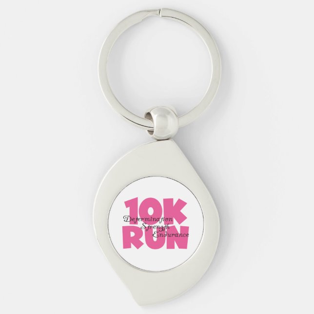 10K Run Pink Sports Running Keychain (Front)