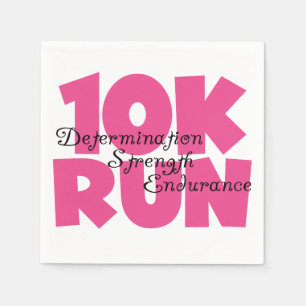 10K Run Pink Sports Running Paper Napkins