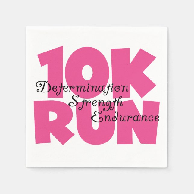 10K Run Pink Sports Running Paper Napkins (Front)