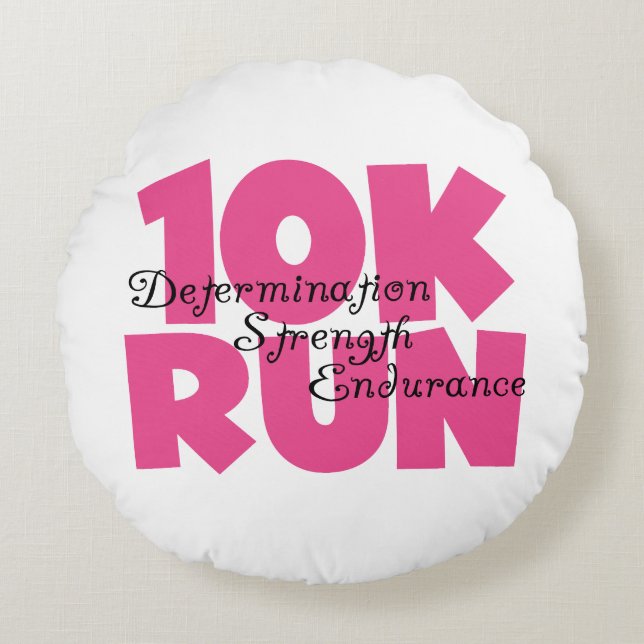 10K Run Pink Sports Running Round Pillow (Front)