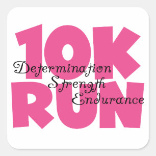 10K Run Pink Sports Running Square Sticker