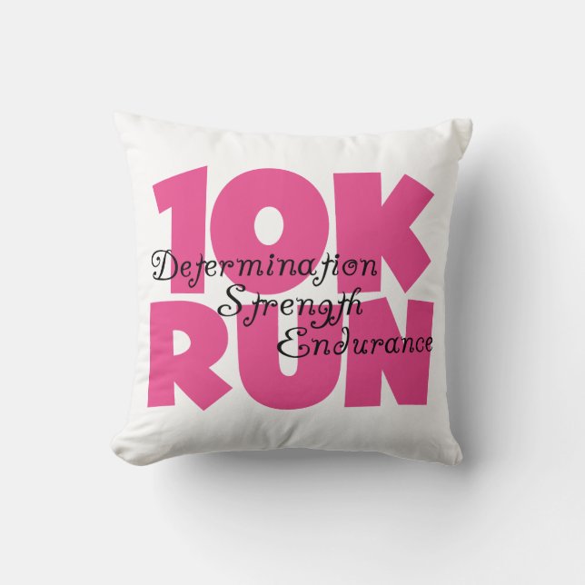 10K Run Pink Sports Running Throw Pillow (Front)