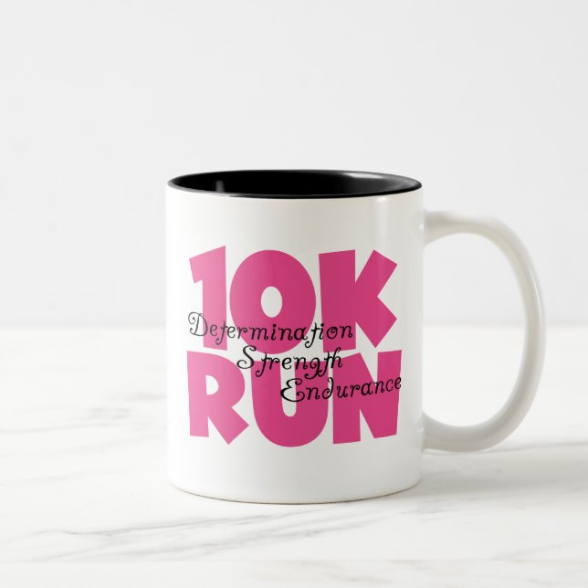 10K Run Pink Sports Running Two-Tone Coffee Mug (Right)