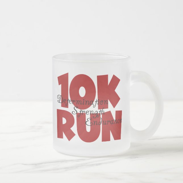 10K Run Red Frosted Glass Coffee Mug (Right)