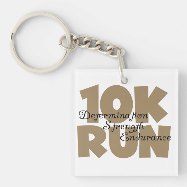 10K Run Tan Sports Running Keychain (Front)