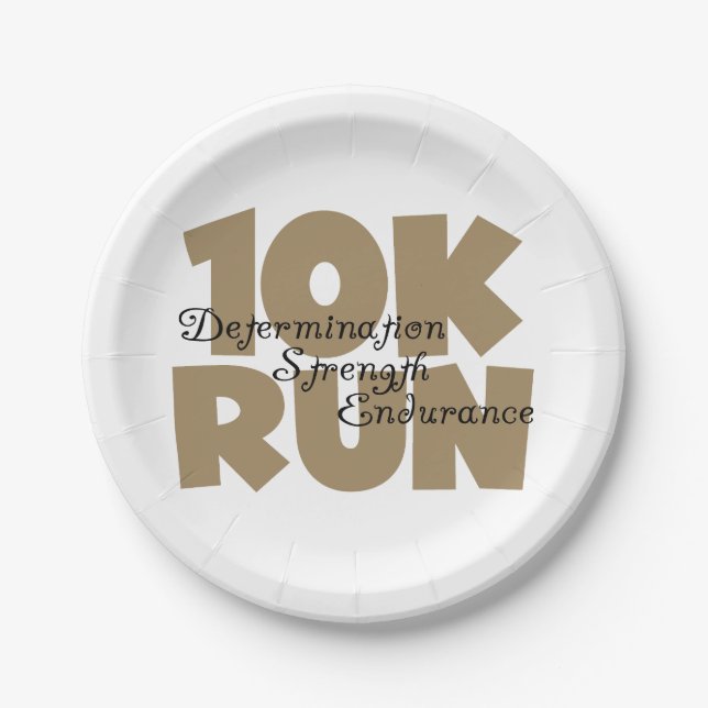 10K Run Tan Sports Running Paper Plates (Front)
