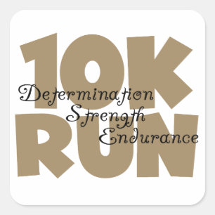 10K Run Tan Sports Running Square Sticker