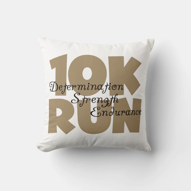 10K Run Tan Sports Running Throw Pillow (Front)