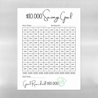 10K Savings Challenge Dry Erase Magnetic Sheet