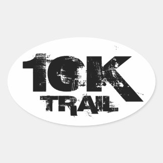 10K Trail Running Oval Decal Black On White Sticker