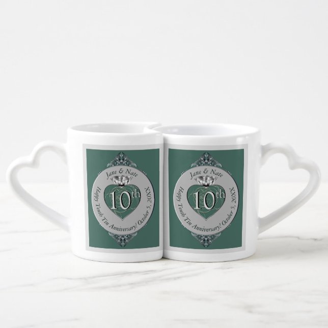 10th.11th,20th,25th,70th, Grey Lovers' mug (Back Nesting)