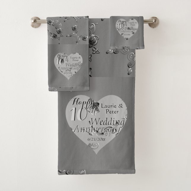 10th,11th,20th,25th,70th Wedding AnniversaryTowel Bath Towel Set (Insitu)