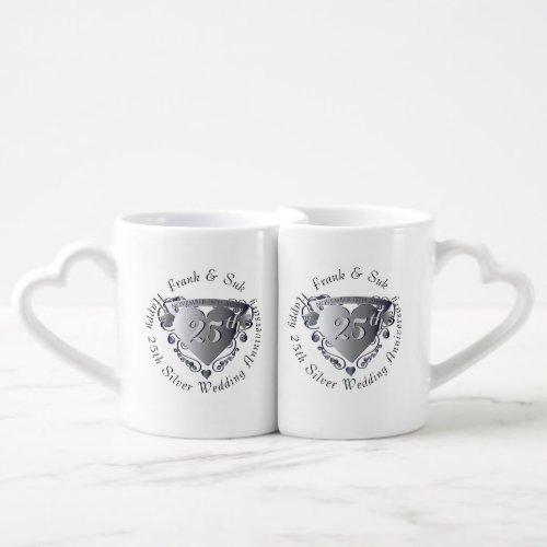 10th20th25th70th Heart Wedding Anniversary Coff Coffee Mug Set