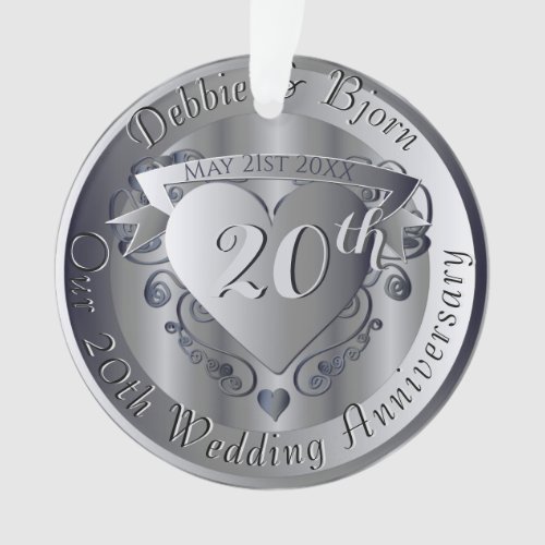 10th20th25th70th Medallion Wedding Anniversary Ornament
