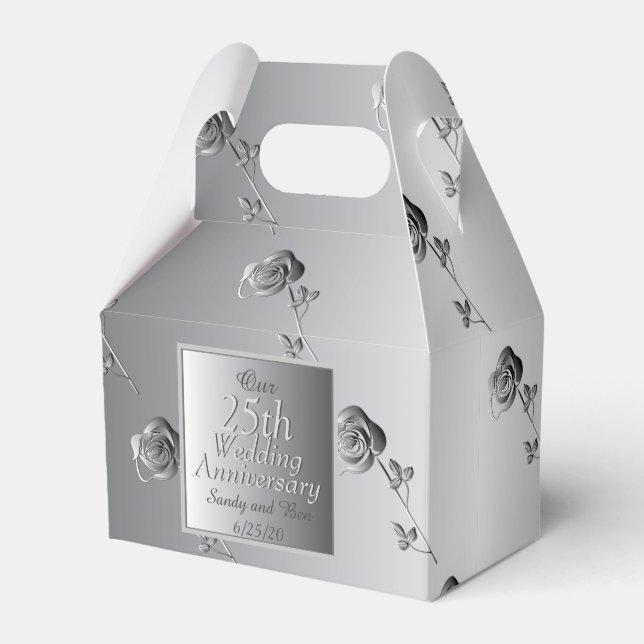 10th,20th,25th,70th Wedding Anniversary Roses Favor Boxes (Front Side)