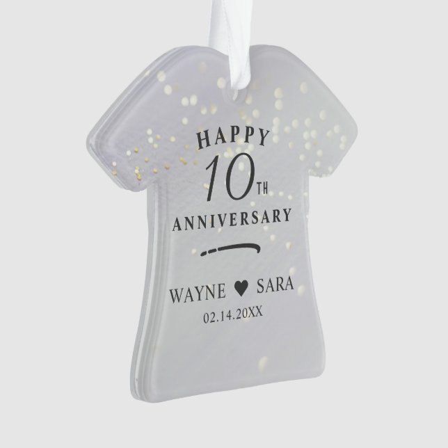 10th Aluminum Wedding Anniversary Photo Ornament (Front)
