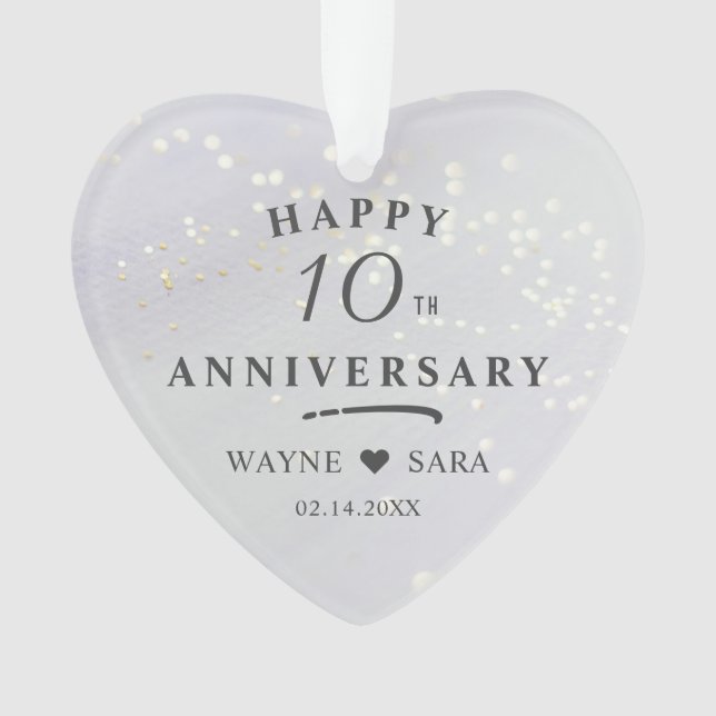 10th Aluminum Wedding Anniversary Photo Ornament (Front)
