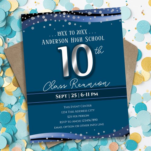 10th Alumni High School Reunion Blue Announcement