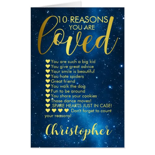 10th Anniversary 10 Reasons I Love You Card