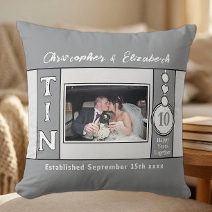10th anniversary 1 photo grey throw pillow