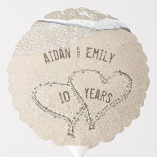 10th Anniversary Beach Hearts Balloon