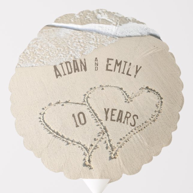 10th Anniversary Beach Hearts Balloon (Front)