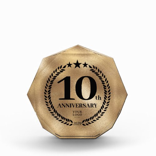 10th Anniversary Business Logo Gold Acrylic Award