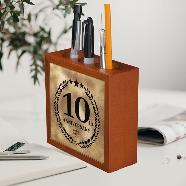 10th Anniversary Business Logo Gold Desk Organizer (10th Anniversary Business Logo Gold Desk Organizer
)