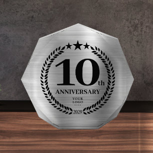 10th Anniversary Business Logo Silver Acrylic Award