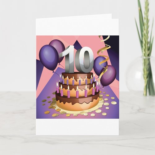 10th Anniversary Cake Greeting Cards