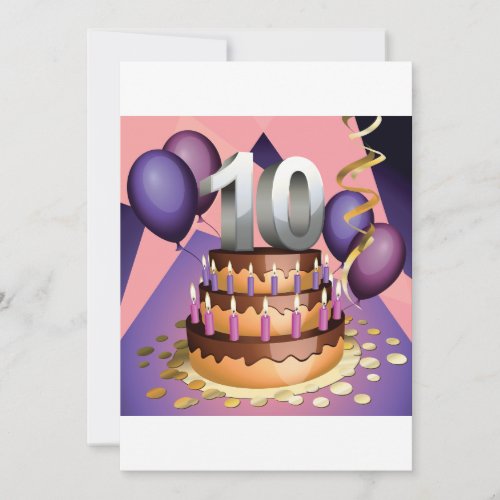 10th Anniversary Cake Invitations
