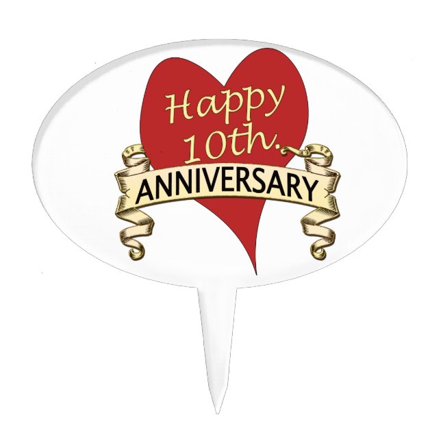 10th. Anniversary Cake Topper (Front)