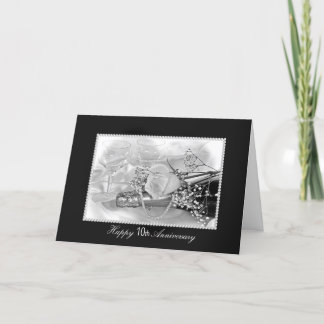 10th Anniversary champagne and roses Card