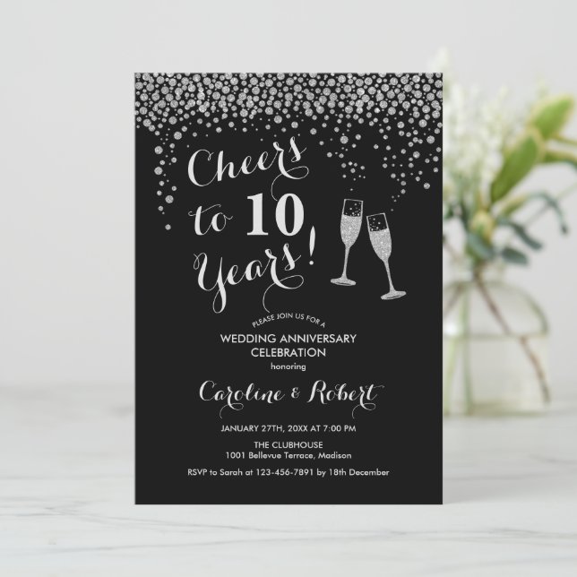 thumbnail image 2 of Cheers To 10 Years Banner - Black Glitter Anniversary Decor For 10th Birthday, Wedding Party Decorations 2 of 14