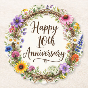 10th Anniversary Floral Paper Coaster