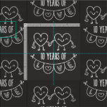 10th Anniversary Gift Chalk Hearts Fabric