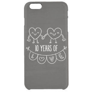 10th Anniversary Gift Chalk Hearts Clear iPhone 6 Plus Case