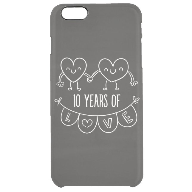 10th Anniversary Gift Chalk Hearts Uncommon iPhone Case (Back)