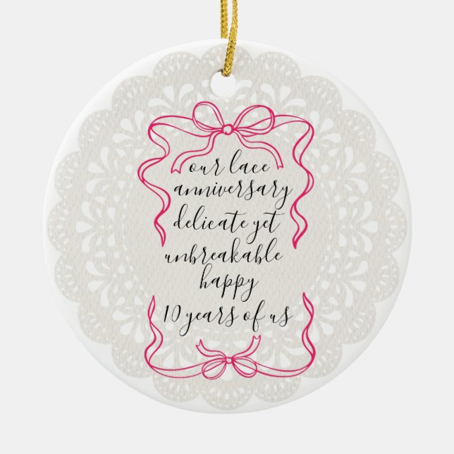  10th Anniversary Gift,Wedding Anniversary married Ceramic Ornament (Front)