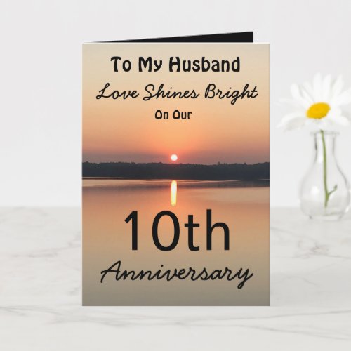 10th Anniversary Husband Love Shines Bright Card
