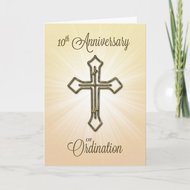 10th Anniversary of Ordination, Gold Cross Card (Front)