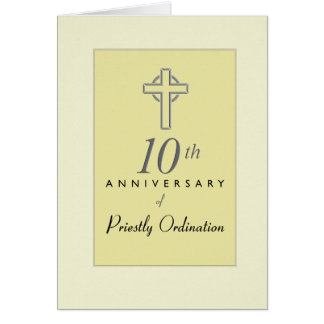 10th Anniversary of Priest with Embossed Cross, Re Card